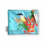 Imagen de la cosmetiquera ilustrada de Objetos Poéticos con diseño del ave Bichofué.