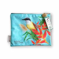 Imagen de la cosmetiquera ilustrada de Objetos Poéticos con diseño del ave Bichofué.